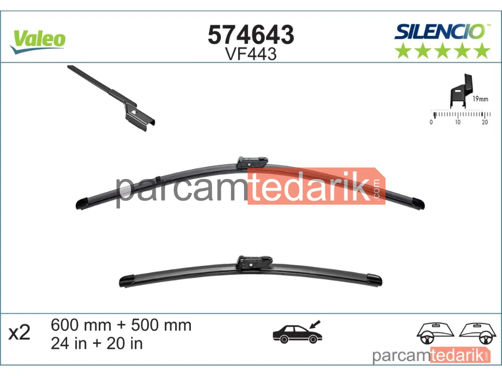 574643 | Silecek Süpürgesi (500 mm) — VW Tiguan, Renault Twingo II, BMW X5